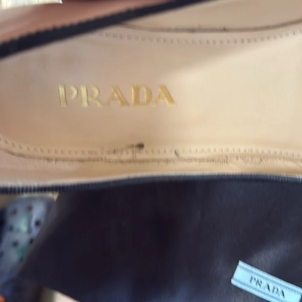 BARELY WORN Prada Pink Tan Flats with Black Toes Size 37 (US 7) - Picture 4 of 6